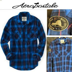 RARE Aeropostale Plaid Flannel Shirt Top UNISEX Style 100% Cotton